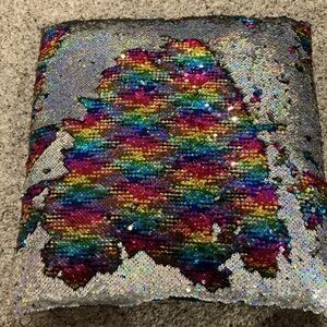 Sequin Multicolor And Silver Decorative Throw Pillow 16 X 16“